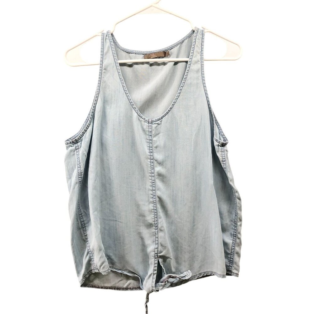Prana Mckenzie Tank Top Womens S‎ Tencel Chambray Tie Front Scoop Neck